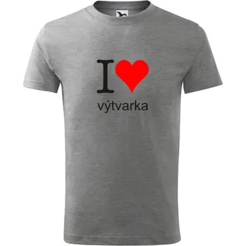 Chlapecké tričko Šedé dětské tričko I love výtvarka - dárek pro žáka - dárek pro dítě - barva šedá - velikost 10let