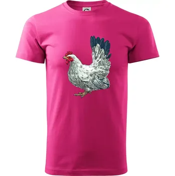 Pánská móda Slepice kreslená bílá - Klasické pánské triko vyšší gramáže - M ( Purpurová )