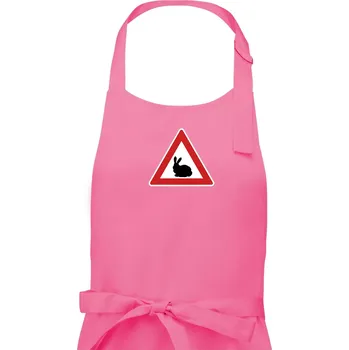 Kuchyňská zástěra Dopravní značka - Králík - Dámská zástěra na vaření - Univerzální velikost ( Růžová )