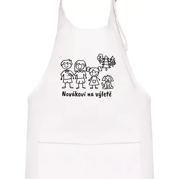 Kuchyňská zástěra Vaše rodina na výletě - Dětská zástěra na vaření - Univerzální velikost ( Bílá )