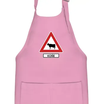 Kuchyňská zástěra Dopravní značka - Pozor koně / kráva - Dětská zástěra na vaření - Univerzální velikost ( Růžová )