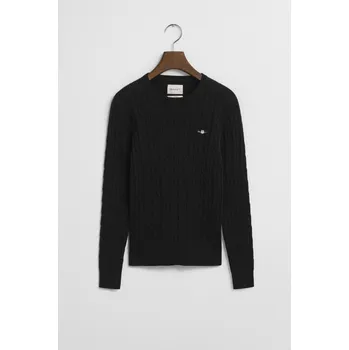 Dámský svetr SVETR GANT STRETCH COTTON CABLE C-NECK BLACK
