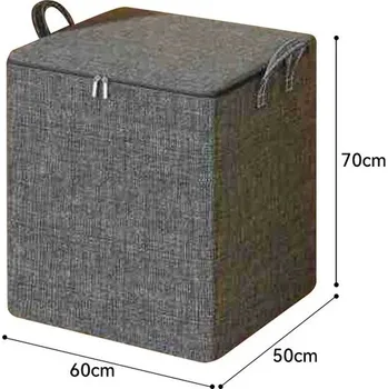 Úložný box Velká skládací úložná taška s víkem na oblečení a peřiny | Úložné vaky na peřiny - Černá - 60x50x70cm