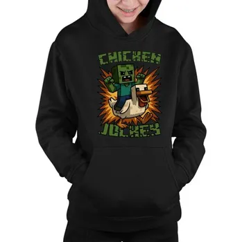 Žertovný předmět Chicken jockey - zombie – kuře - dětská mikina s kapucí pro fanoušky Minecraftu- Tričkový.cz