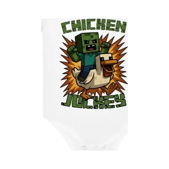 Žertovný předmět Chicken jockey - zombie – kuře - dětské body s potiskem pro fanoušky Minecraftu- Tričkový.cz