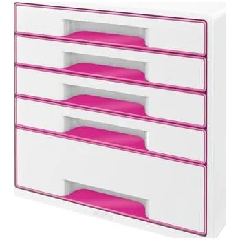 Archivační box LEITZ Zásuvkový box WOW CUBE, 5 zásuvek, bílá/růžová