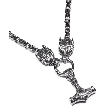 Náhrdelník Náhrdelník z chirurgické oceli Thorův řetež - Mjölnir Šakal - Délka 50 cm
