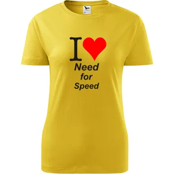 Žluté dámské tričko I love Need for Speed - barva žlutá - velikost XXL