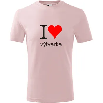 Chlapecké tričko Růžové dětské tričko I love výtvarka - dárek pro žáka - dárek pro dítě - barva růžová - velikost 10let