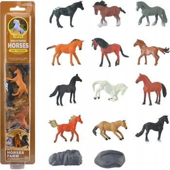 Figurka Sada koní 12 kusů Sběratelské FIGURKY ZVÍŘAT ZVÍŘATA Sada figurek