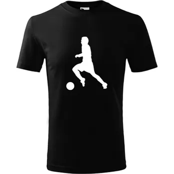 Chlapecké tričko Černé dětské tričko s fotbalistou 3 - dárek pro kluka fotbalistu - barva černá - velikost 10let