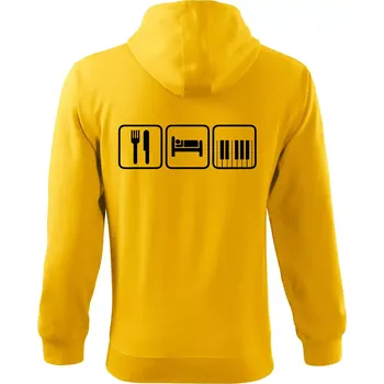 Pánská mikina Eat sleep piano v řadě - Mikina s kapucí na zip trendy zipper - 2XL ( Žlutá )
