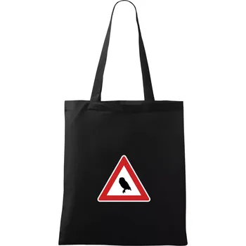 Nákupní taška Dopravní značka - Pozor sova - Taška bavlněná - 42 x 38 cm ( Černá )