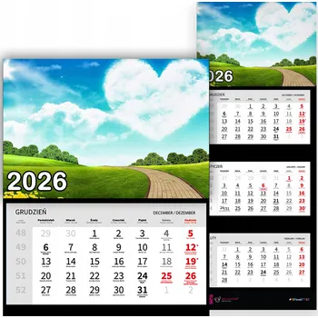 Kalendář Nástěnný Kalendář Trojdílný 2026 TICHÉ ÚDOLÍ Do Kanceláře Jako Dárek Vzory