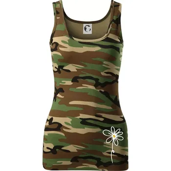 Dámské tričko Kopretina - dole na výšku - Dámské Maskáčové tílko - XS ( Hnědý maskáč )