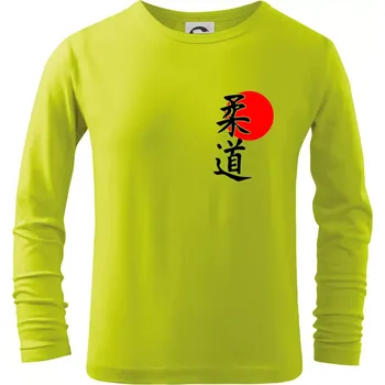 Chlapecké tričko Judo Japan vlajka - Triko dětské Long Sleeve - 158 cm/12 let ( Limetková )