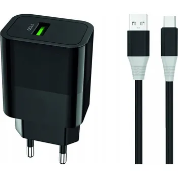 Síťová nabíječka Ampere - FAST QC 3.0 + USB kabel Typ-C - 18W