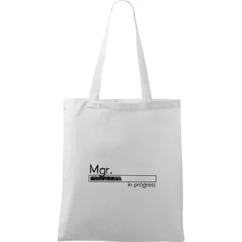 In progress titul Mgr. magistr / magistra - Taška bavlněná - 42 x 38 cm ( Bílá )