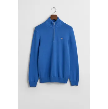 Pánské oblečení SVETR GANT CASUAL COTTON HALF ZIP RICH BLUE