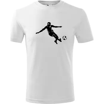 Chlapecké tričko Bílé dětské tričko s fotbalistou 2 - dárek pro kluka fotbalistu - barva bílá - velikost 4roky