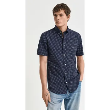 Pánská košile KOŠILE GANT REG MICRO PRINT SS SHIRT EVENING BLUE