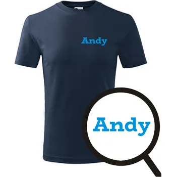 Chlapecké tričko Tmavě modré dětské tričko Andy - tričko se jménem - barva tmavě modrá - velikost 10let