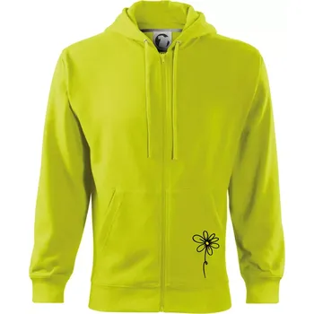 Pánská mikina Kopretina - dole na výšku - Mikina s kapucí na zip trendy zipper - L ( Limetková )