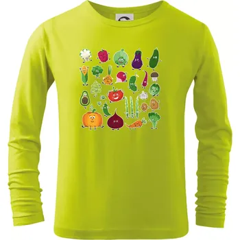 Chlapecké tričko Veselá zelenina - Triko dětské Long Sleeve - 122 cm/6 let ( Limetková )