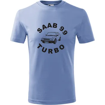 Chlapecké tričko Světle modré dětské tričko Saab 99 Turbo - barva modrá - velikost 6let