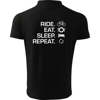 Pánská košile Ride Eat Sleep Repeat kolo - Polokošile pánská Pique Polo 203 - 3XL ( Černá )