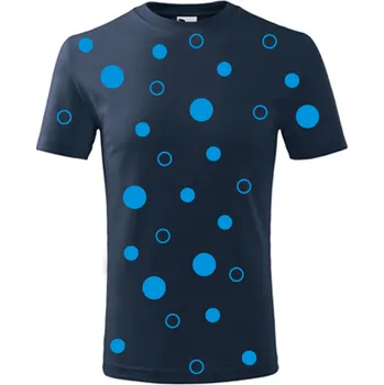 Chlapecké tričko Tmavě modré dětské tričko s modrými kuličkami - dárek pro holčičku - barva tmavě modrá - velikost 4roky