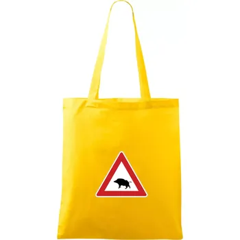 Dopravní značka - Pozor divočák - Taška bavlněná - 42 x 38 cm ( Žlutá )
