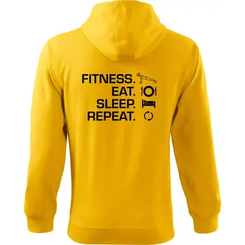 Pánská mikina Fitness Eat Sleep Repeat - Mikina s kapucí na zip trendy zipper - S ( Žlutá )