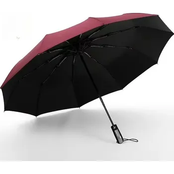 Deštník Automatický skládací deštník proti větru | odolný deštník, velký deštník - červená