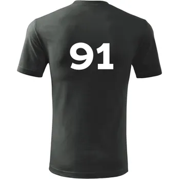 Pánská móda Grafitové tričko s číslem 91 - na fotbal - fotbalové tričko - barva antracit - velikost XXXL