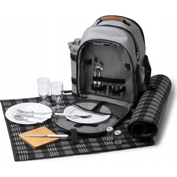turistický batoh Batoh piknikový batoh GoGreen s dekou pro 2 osoby RPET šedý