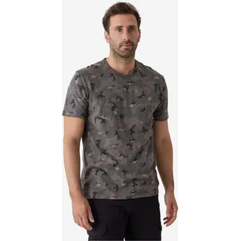 SOLOGNAC Tričko 100 černé maskovací vzor Island 2XL ŠEDÁ