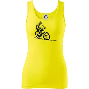 Dámské tričko MTB kreslený cyklista - Dámské tílko - M ( Citrónová )