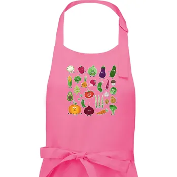 Kuchyňská zástěra Veselá zelenina - Dámská zástěra na vaření - Univerzální velikost ( Růžová )