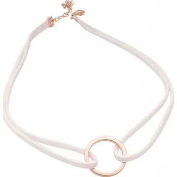 Náhrdelník Flamenco Mystique Náhrdelník Choker s Páskem a Zlatým Prstenem v Bílém N296B