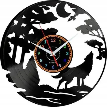Hodiny VLK NÁSTĚNNÉ HODINY DEKORATIVNÍ MODERNÍ VINYLOVÁ DESKA VINYL E