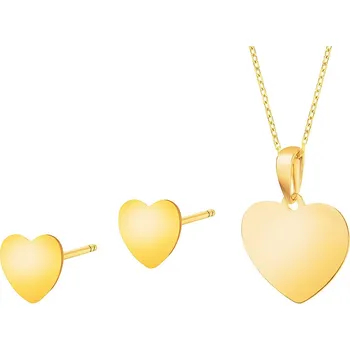 Souprava šperků Zlaté náušnice, přívěsek a řetízek anker - souprava - srdce - KPL566/575/019
