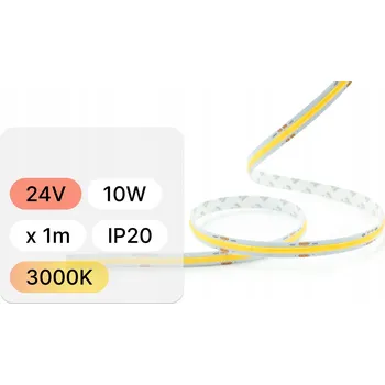 LED páska LED pásek COB 24V 10W/m 320LED/m IP20 3000K CRI>90 – 1m, teplá bílá, lineární
