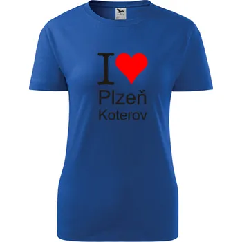 Dámské tričko Modré dámské tričko I love Plzeň Koterov - triko Plzeň Koterov - barva modrá - velikost L