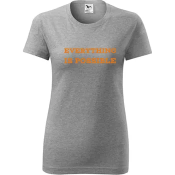 Dámské tričko Šedé dámské tričko Everything is possible - barva šedá - velikost XL