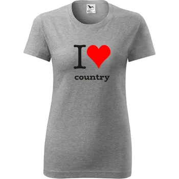 Dámské tričko Šedé dámské tričko I love country - barva šedá - velikost M