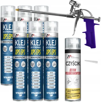 Průmyslové lepidlo LEPIDLO NA POLYSTYREN VE SPREJI 6 KS + ČISTIČ PĚNY + PISTOLE