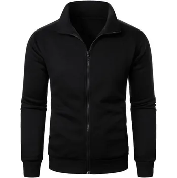 Pánská větrovka Pánská mikina na zip s vysokým límcem Sportovní mikina na volný čas Mikina s dlouhým rukávem Ležérní styl na běžné nošení černá XL
