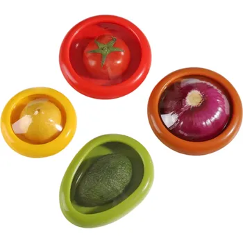 Termobox Sada 4 ks silikonová krabička na potraviny Nepropustná přenosná nádoba Stohovatelná na ovoce a zeleninu Opakovaně použitelná