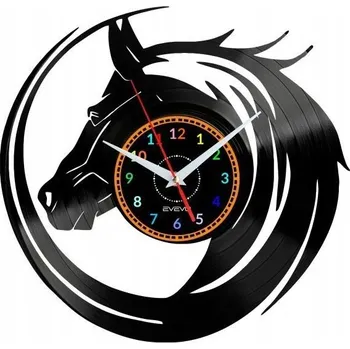 Hodiny KŮŇ HODINY NÁSTĚNNÉ DEKORATIVNÍ MODERNÍ VINYLOVÁ DESKA VINYL EV